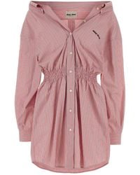 Miu Miu - Embroidered Poplin Shirt Dress - Lyst
