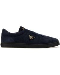 Prada - Dark Blue Suede Sneakers - Lyst