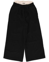 MSGM - Wool Gabardine Pants Girl Nero - Lyst