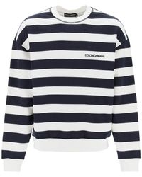 Dolce & Gabbana - Gestreiftes Sweatshirt mit bestickten Logo - Lyst
