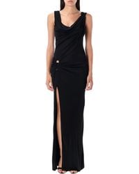 Versace - Long Dress With Decorative Safety Pin - Lyst
