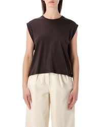 Sessun - Sessùn Deedoo Espresso Sleeveless Tencel T-Shirt - Lyst