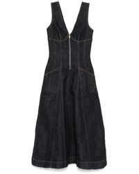 Self-Portrait - Selbstporträt Denim Midi Kleid - Lyst