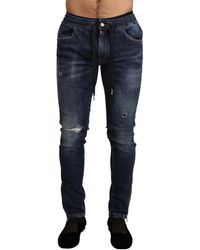 Homme Vêtements Jeans Jeans skinny Jean skinny stretch à imprimé léopard Jean Dolce & Gabbana pour homme en coloris Rouge 