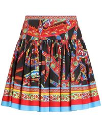 Dolce & Gabbana - Dolce & Gabbana Poplin Miniskirt With Carretto Print - Lyst