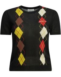 Ganni - "Argyle" Crewneck Sweater - Lyst