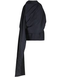 Rohe - Gedrapeerde Blouse Van Marineblauwe Wolmix - Lyst
