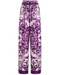 Dolce & Gabbana - Silk Trousers With "Majolica" Print - Lyst