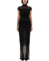 Jean Paul Gaultier - Flocked Logo Mesh Maxi Dress - Lyst