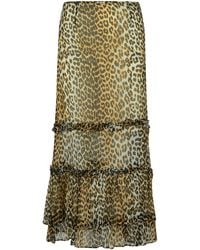 Ganni - Lange Rok In Viscose 'chiffon' Met Luipaardprint - Lyst
