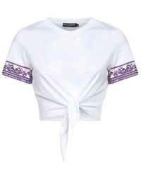 Dolce & Gabbana - Katoenen T -shirt Met Logo -toepassing - Lyst