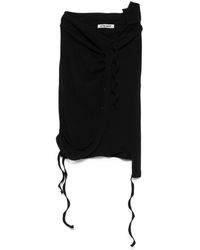 OTTOLINGER - Rokken ,Zwart ,Katoen Zwarte Rib Mini Rok Met Deconstructed Bandjes - Lyst
