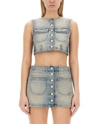 Courreges - Denim Cropped Vest - Lyst