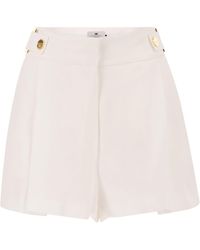 Elisabetta Franchi - Tailored High-Waisted Shorts With-Tone Logo Buttons - Lyst