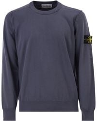 Stone Island - Crew Neck Jumper With Small Lapel - Lyst