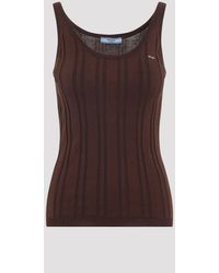 Prada - Tabacco Ribbed Knit Tank Top - Lyst