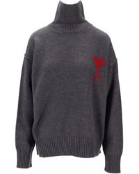 Ami Paris - Pull Col Cheminee De Coeur - Lyst