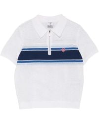 CASABLANCA - Striped Zip-Up Polo Shirt - Lyst