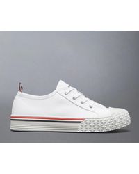 Thom Browne - Baskets basses Collegiate avec semelle crantée tartan en toile biologique - Lyst