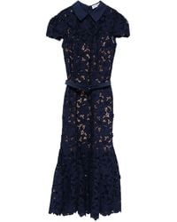 Self-Portrait Tiered Lace Midi Dress in Purple | Lyst