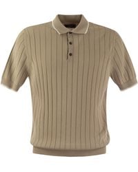 Peserico - Polo -Hemd in reinem Baumwollcreppgarn mit flacher Rippe - Lyst