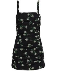 Dolce & Gabbana - Dolce & Gabbana Floral Print Ruffle Dress - Lyst