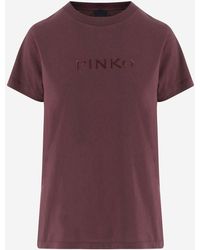 Pinko - Katoenen Jersey T-shirt Met Logo - Lyst