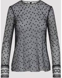 Alberta Ferretti - L/S Pois Tulle Top - Lyst