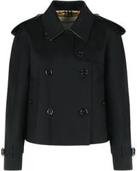 Burberry - Zwarte Katoenen Gabardine Trenchcoatjas - Lyst