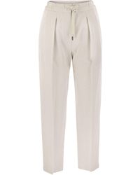 Brunello Cucinelli - Pantalones holgados en gabardina y lino de algodón - Lyst