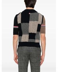 Thom Browne - Patchwork Baby Cable Intarsia V Neck Vest - Lyst