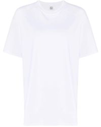 TOTEME - Katoenen T-Shirt Met Rechte Zoom - Lyst