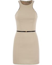 Elisabetta Franchi - Crepe -Kleid mit kontrastierenden Gürtel - Lyst