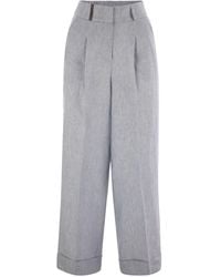 Peserico - Pantalon en lin avec motif rayé - Lyst