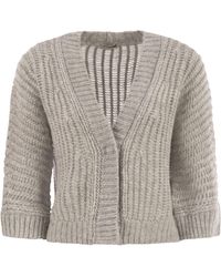 Peserico - Wool And Alpaca Mesh Cardigan - Lyst