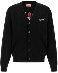 KENZO - Truien & Vesten ,Zwart ,Katoen Wild Tiger Cardigan - Lyst