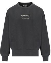 Ganni - Isoli Gray Oversize Sweatshirt - Lyst
