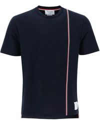 Thom Browne - Crewneck T -shirt Met Tricolor Intarsia - Lyst