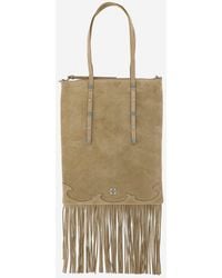 Pinko - Suede Shopping Bag With Fringes - Lyst