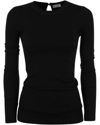 Brunello Cucinelli - Ribbed Stretch Cotton Jersey T-Shirt With Jewellery - Lyst