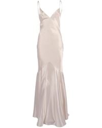 Elisabetta Franchi - Satin-Finish Flared Dress - Lyst