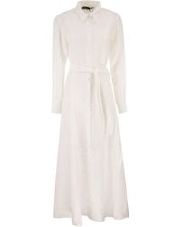 penneys linen dress 100% Linen Pinstripe Paneled Short-Sleeved Dress MORGAN  LINTICO