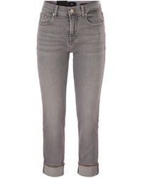 7 For All Mankind - Relaxed Skinny Cropped Slim Illusion Stretch Denim Jeans - Lyst