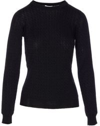 Elisabetta Franchi - Trui Met Ronde Hals En Logopatroon - Lyst