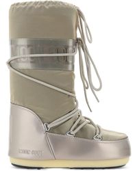 Moon Boot - Icon Glance Platinum Satin Boots - Lyst