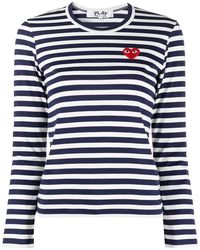 COMME DES GARÇONS PLAY - Com des garcons t-shirt rayé coeur rouge - Lyst