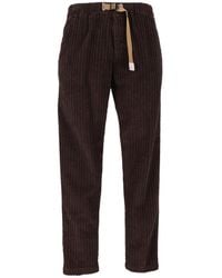White Sand - Wide-Stripe Corduroy Strap Straight-Leg Pants - Lyst