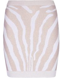 Balmain - High Waist Zebra Print Knit Short Skirt - Lyst