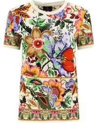 Etro - T -Shirt mit Bouquet -Druck - Lyst