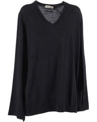 Alberta Ferretti - Finely Knitted Wool Sweater With Classic Crew Neckline - Lyst